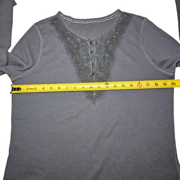 Eddie Bauer Womens size XL Thermal Henley Top Lace/Button Neckline Waffle Y2K - Picture 10 of 11